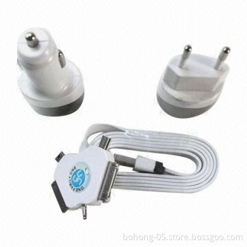 USB Car + Travel Charger for iPhone 5, One Out of Five Lines with Car Plug